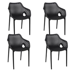 Set 4 Sillas Terraza Plástica Qatar Negra