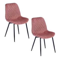 Pack 2 Sillas de Comedor de Terciopelo Rosado