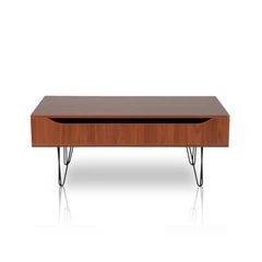Mesa de Centro con Almacenamiento Rectangular Café