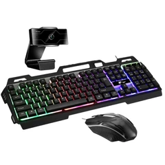 Pack Teclado RGB + Mouse Gamer + Cámara Web Negro