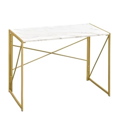 Escritorio Arrimo con Base de Metal Dorado-Blanco
