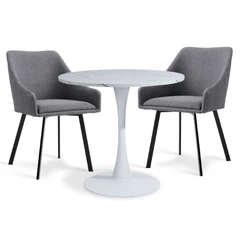 Comedor 2P Marmol 80X75 + Sillas Pereira Gris
