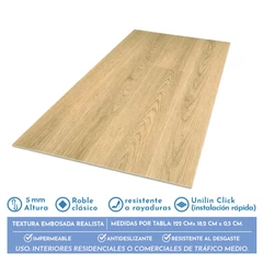 Piso SPC Roble Clásico Click 5+1 mm  18,2 x 122cm  2,2 m²