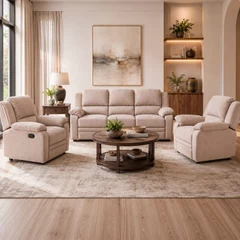 Juego de Living Sofa 3 Cuerpos + 2 Sofás Reclinables Sevilla Beige