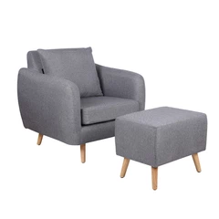 Poltrona Tela con Ottoman Gris