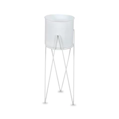 Porta Macetero Pedestal Decorativo Blanco 63 cm