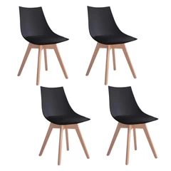 Pack 4 Silla Comedor con Patas de Madera Negro