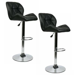 Pack 2 Silla Alta Bar Acolchada con Respaldo Negro