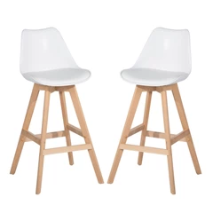 Pack 2 Pisos Bar con Patas de Madera Blanco