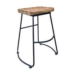 Piso Taburete de Madera Base Metal Roble