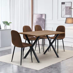 Comedor Hudson  Mesa 75x70x120 4 Sillas Pu Café