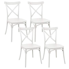 Pack 4 Sillas Terraza Plástica Petra Blancas