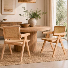 Pack 2 Sillas Chandigarh Madera Ratán Natural