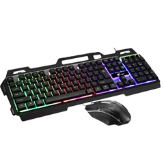 Pack Teclado Metal RGB + Mouse 1600dpi Gamer Negro
