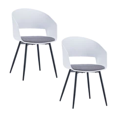 Pack 2 Sillas de Comedor con Cojín Bicolor Blanco