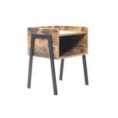 Velador Madera Patas Acero Café