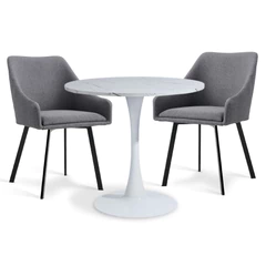 Comedor 2P Marmol 80X75 + Sillas Pereira Gris