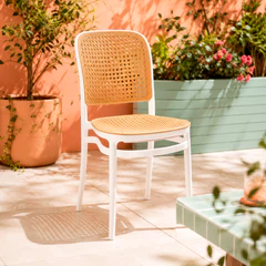 Silla de Comedor y Terraza Plástica Cairo Blanca/Beige Grande