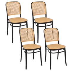 Pack 4 Sillas Terraza Plástica Cairo Negra/Beige