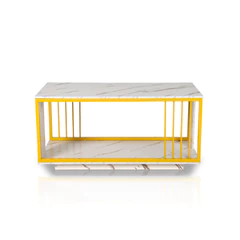 Mesa de Centro Dos Niveles Rectangular Blanca