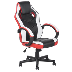 Silla Gamer PU Flow Ergonómica Escritorio - Blanco/Rojo