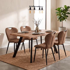 Comedor Presto Mesa 75x80x140 cm 4 Sillas Café