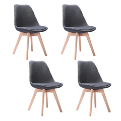 Pack 4 Silla de Comedor Tulip de Tela con Cojín Gris