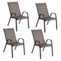 Pack 4 Sillas de Terraza Textileno y Acero Café