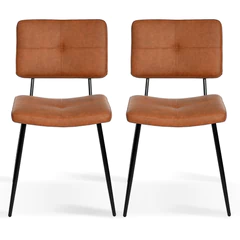 Pack 2 Silla Comedor  Karomi Vintage PU Café