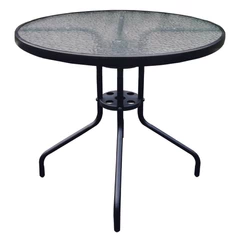 Mesa de Terraza de Vidrio y Acero Grande 70x80 cm Negra