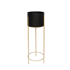 Macetero con Pedestal Redondo Grande Negro