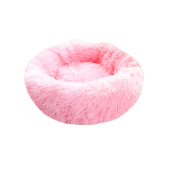 Cama Mascotas Antiestres Circular Felpa S Rosado