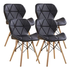 Pack 4 - Silla Eames Acolchada - Negro