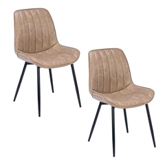 Pack 2 Sillas de Comedor de PU Beige