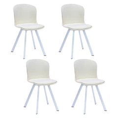Pack 4 Sillas de Comedor PP y Tela Blanco