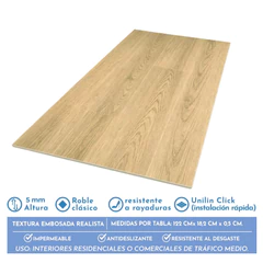 Piso SPC Roble Clásico Click 5+1 mm  18,2 x 122cm  2,2 m²