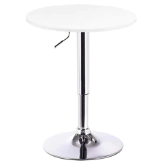 Mesa Redonda Base Metal Cromado - Blanco