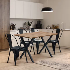 Comedor New Jersey 75x70x120 4 Sillas Tolix Industrial