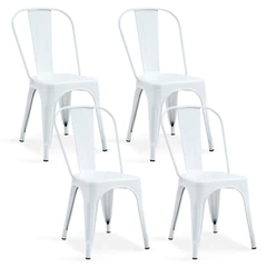 Pack De 4 Silla Metal Tolix Blanco