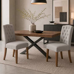Pack 2 Sillas Selma Madera con Asiento y Respaldo Tapizados Gris