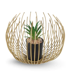 Figura Decorativa Candelabro Esfera con Mini Planta