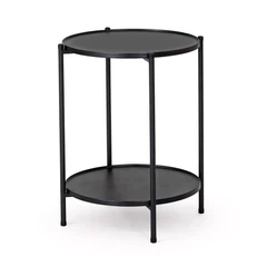 Mesa Lateral metálica con repisa 57x43x43 cm Negro