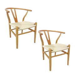 Pack 2 Sillas Comedor Whishbone Madera Café Claro