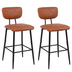 Pack 2 Pisos de Bar o Cocina Mid-Century con Respaldo Marrón