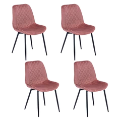 Pack 4 Sillas de Comedor de Terciopelo Rosado