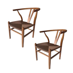 Pack 2 Sillas Comedor Whishbone Madera Café Oscuro