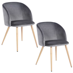 Pack 2 Sillas Comedor Lounge Terciopelo Gris