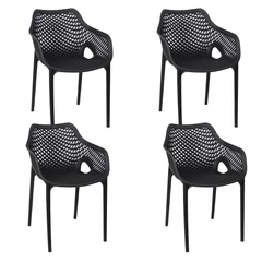 Set 4 Sillas Terraza Plástica Qatar Negra