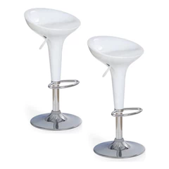 Pack 2 - Piso Bar Regulable Taburete Estilo Retro - Blanco