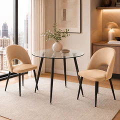 Pack 2 Sillas Comedor Oval Linen Beige